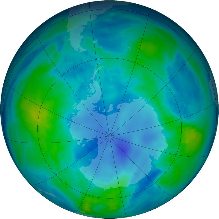Antarctic ozone map for 24 April 1986